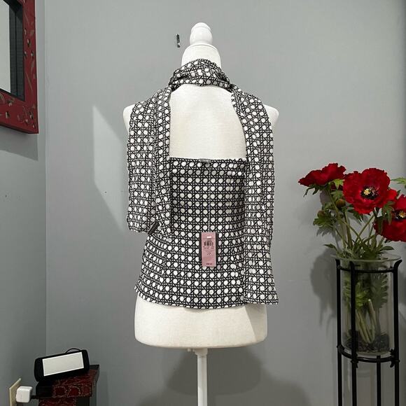 NEW Ann Taylor Silk Tailored Cowl Halter Fitted Multi-Way Blouse + Scarf 2P NWT - Picture 7 of 16